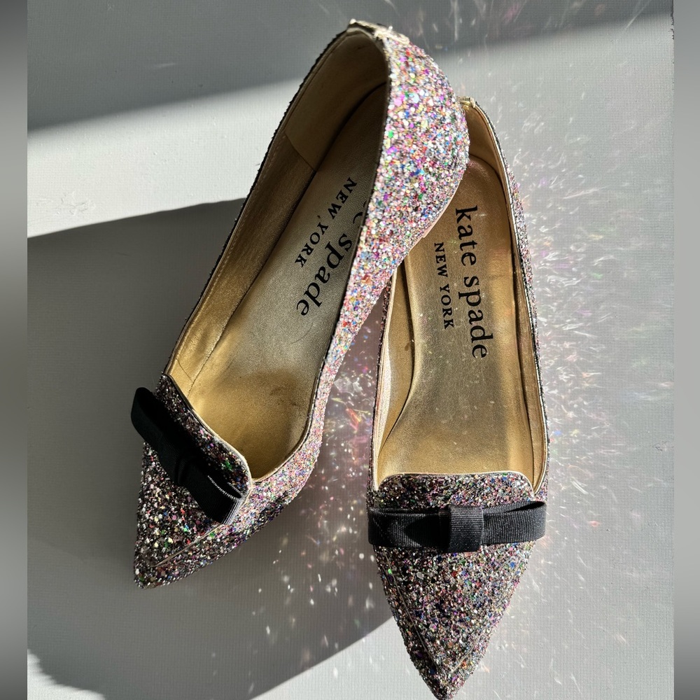 Glittery Kate Spade flats loafers 8